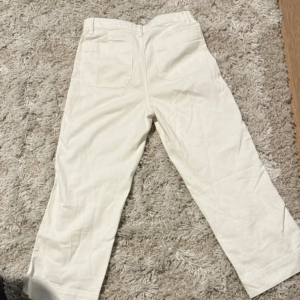 Quince White Cotton Wide Leg Cropped Pants 27 Minimalist Classic Nautical
